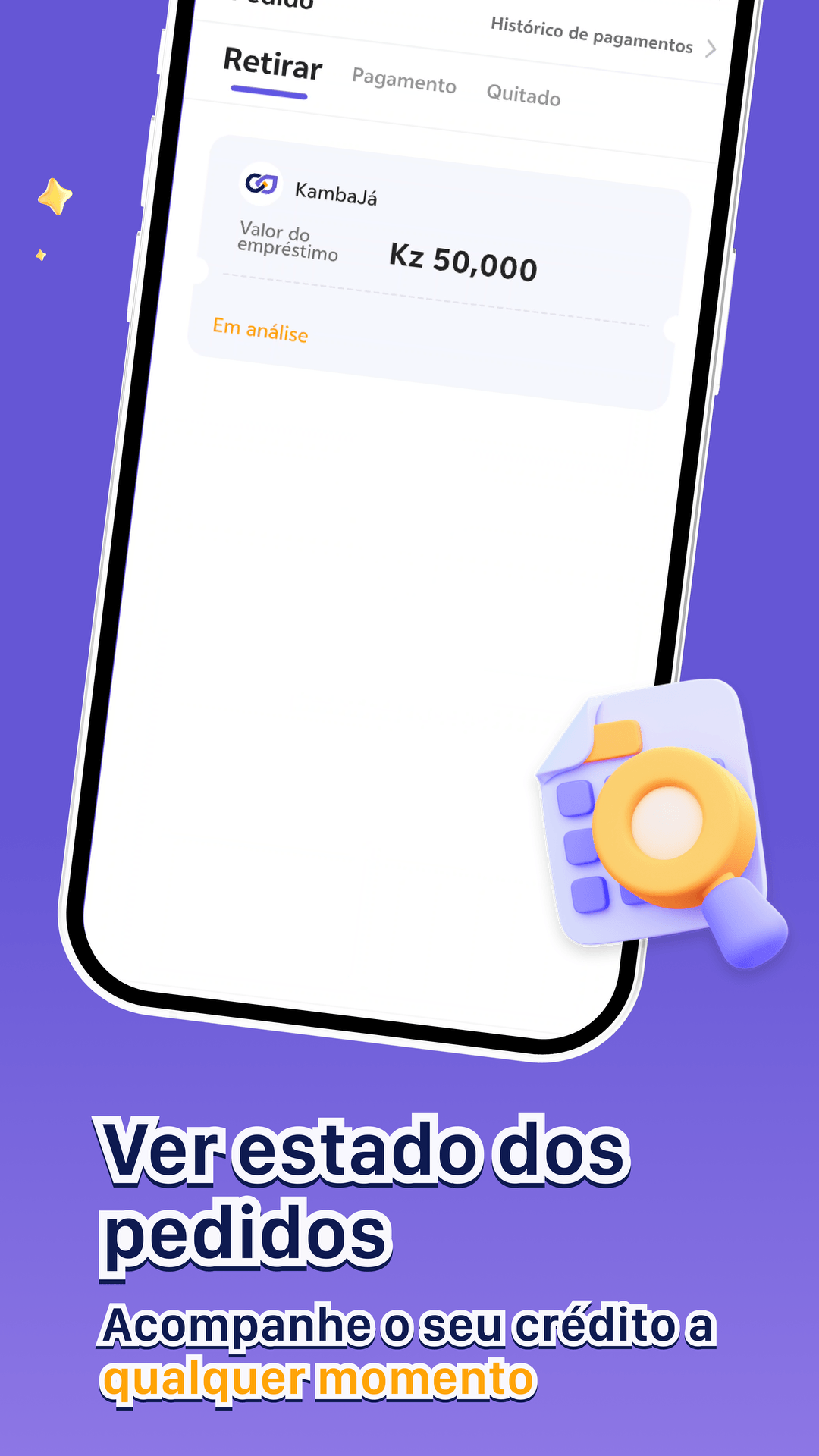 KambaJá credit status screen