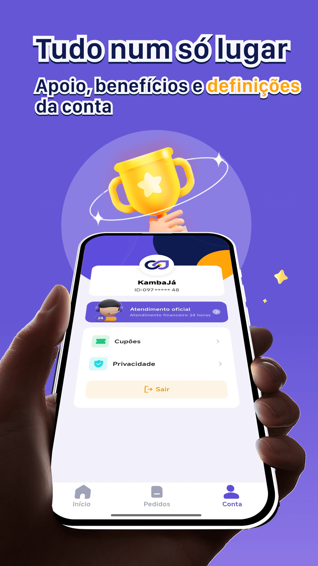 KambaJá account and support screen